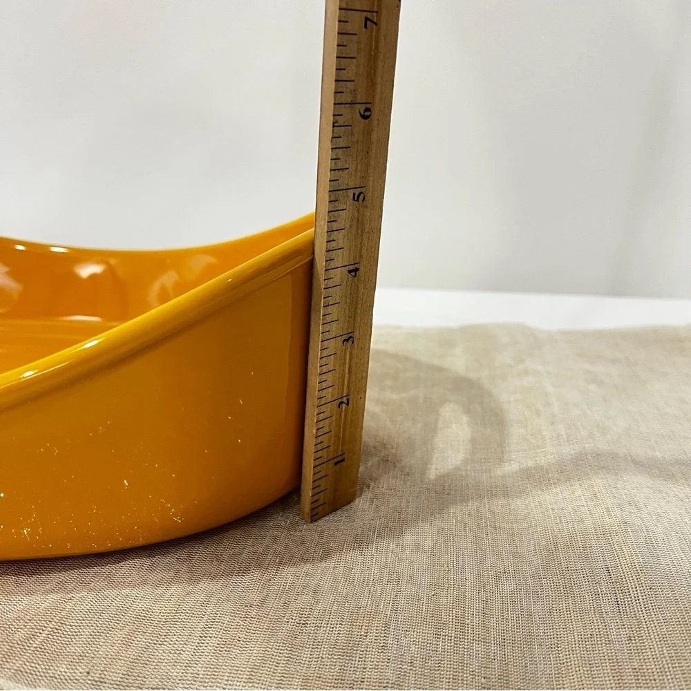 Rachel Ray 4 Quart Oval Baker Dish Yellow Mustard Stoneware Glazed Glassy